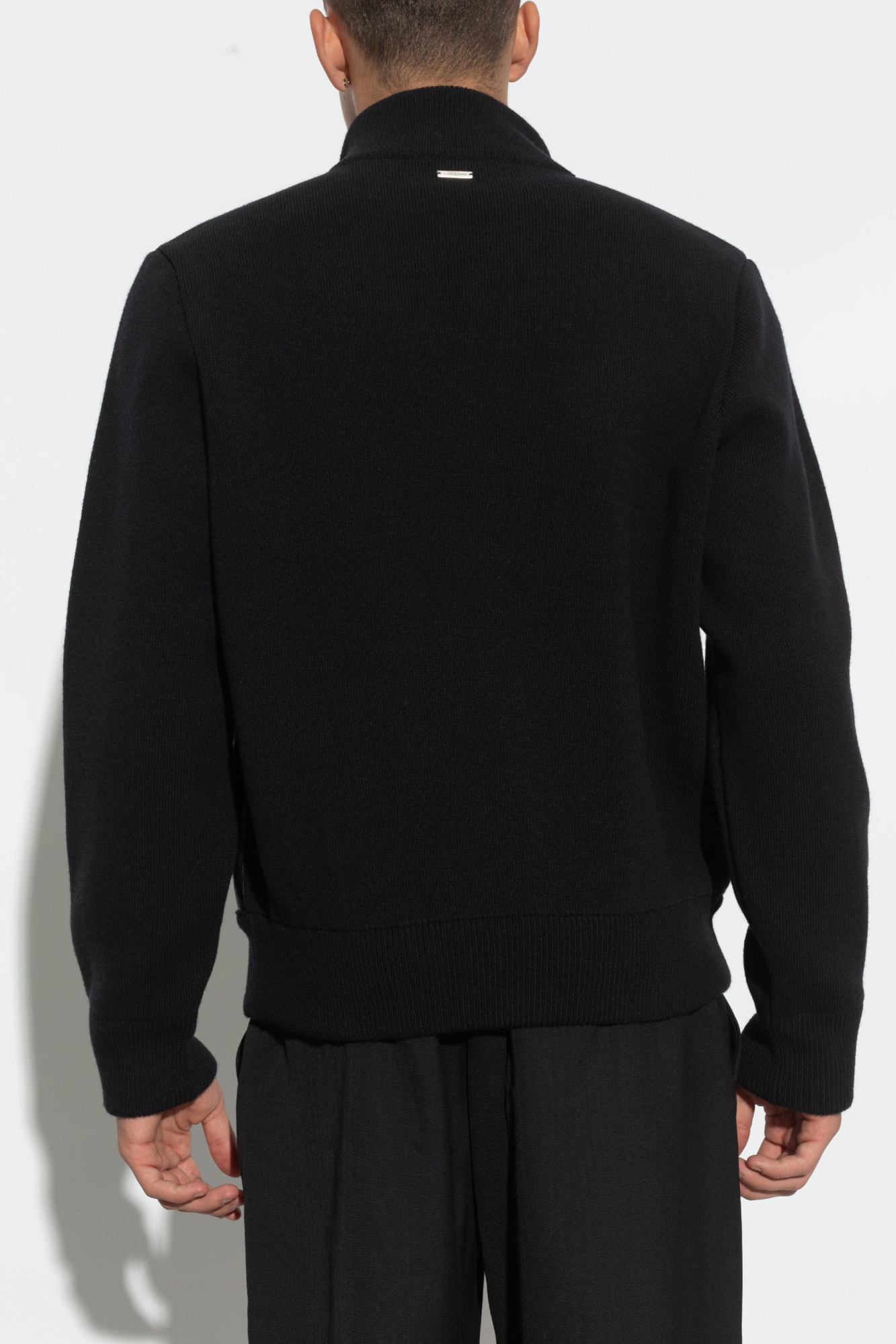 【送料&関税込】Ferragamo Black Viscose Cardigan FERRAGAMO Cardigan with leather front | Men's Clothing | Vitkac